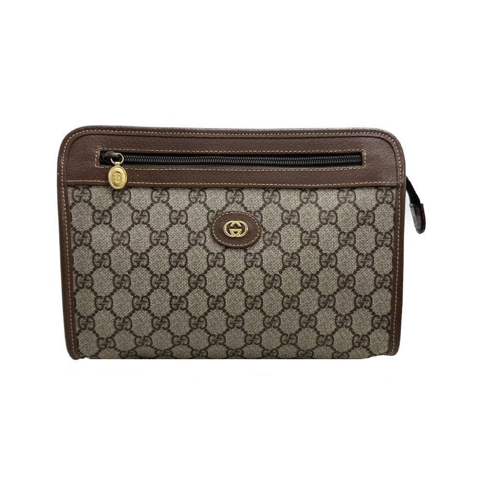 Gucci Clutch bag Shoulder Leather Beige Brown